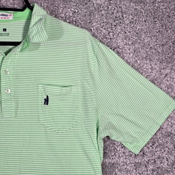 Johnnie O Men Cotton Striped Polo Shirt Size Large Green Golf Office Casual - Picture 3 of 10